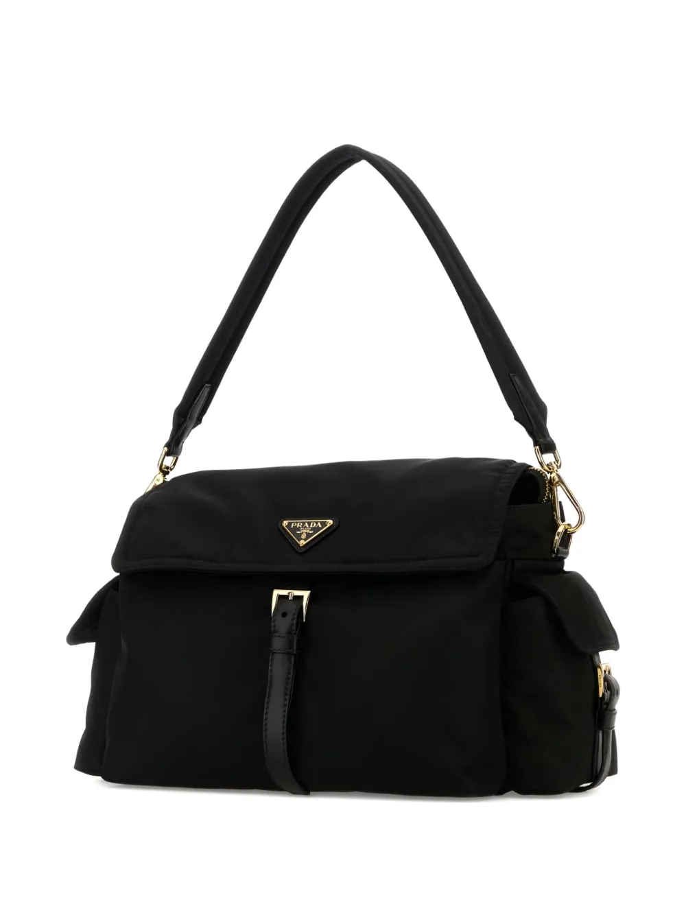 Prada Re-nylon Flap-pocket Shoulder Bag In Black