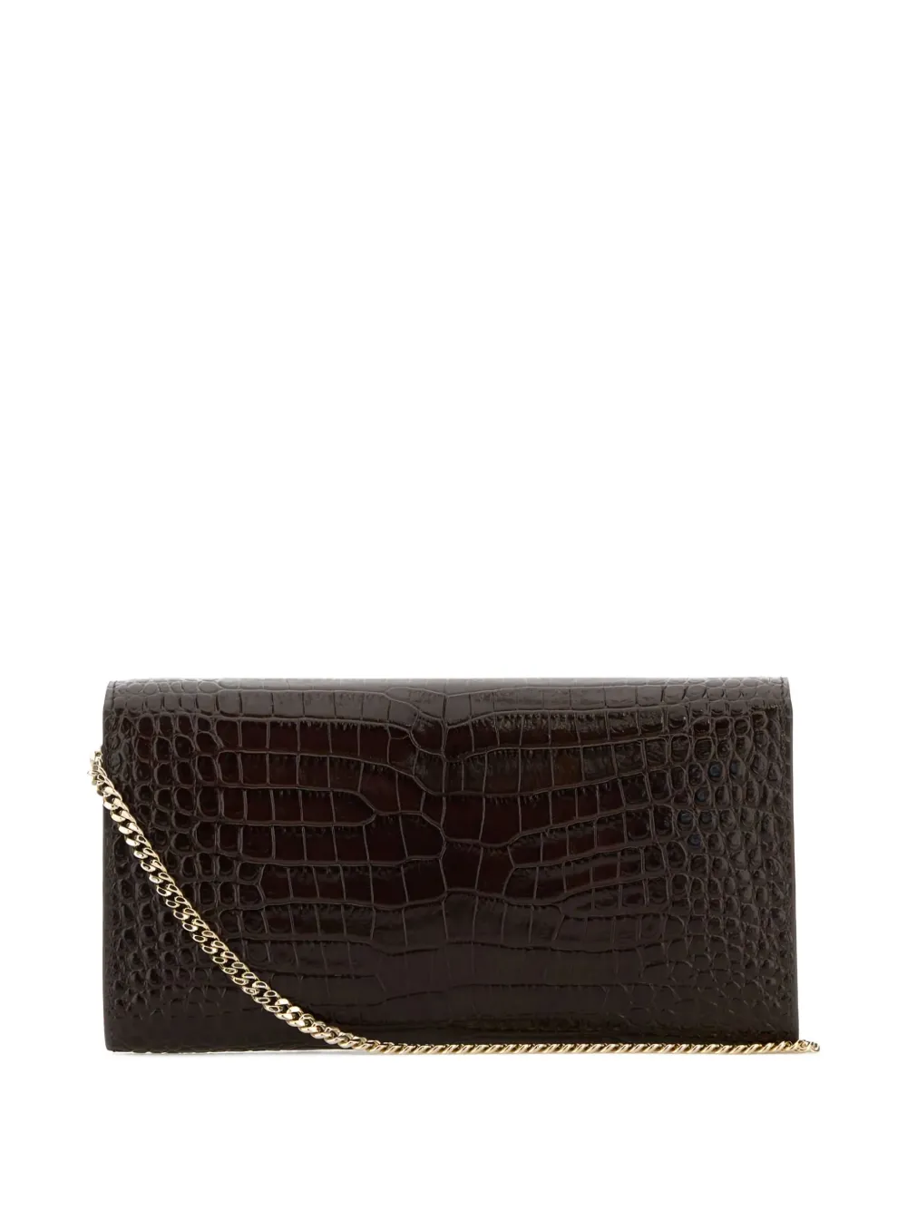 Jimmy Choo Emmie crocodile-effect chain clutch bag Bruin