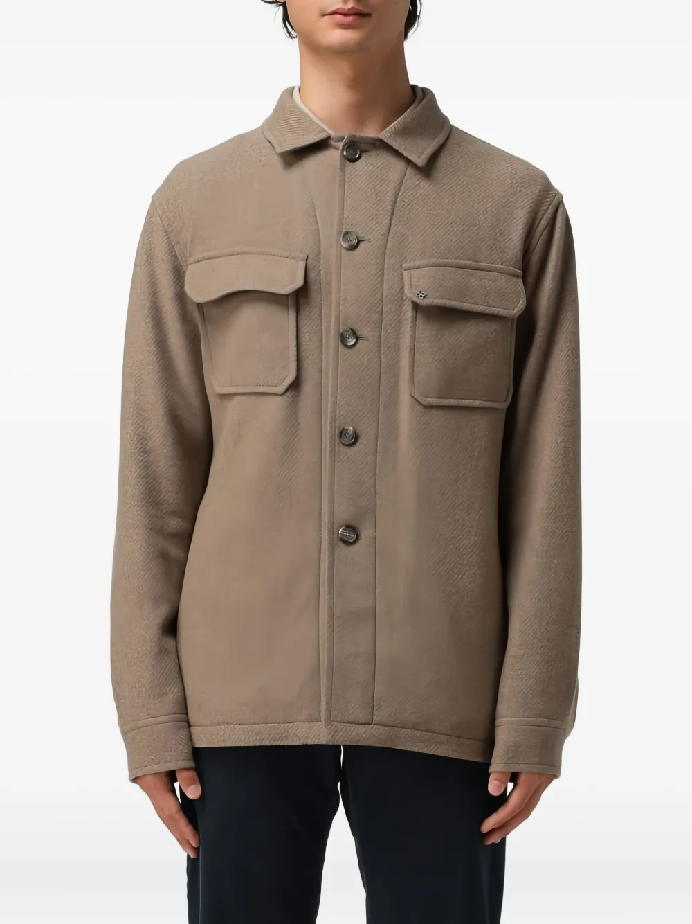Tagliatore buttoned flap-pockets shirt jacket | Brown | Image 1