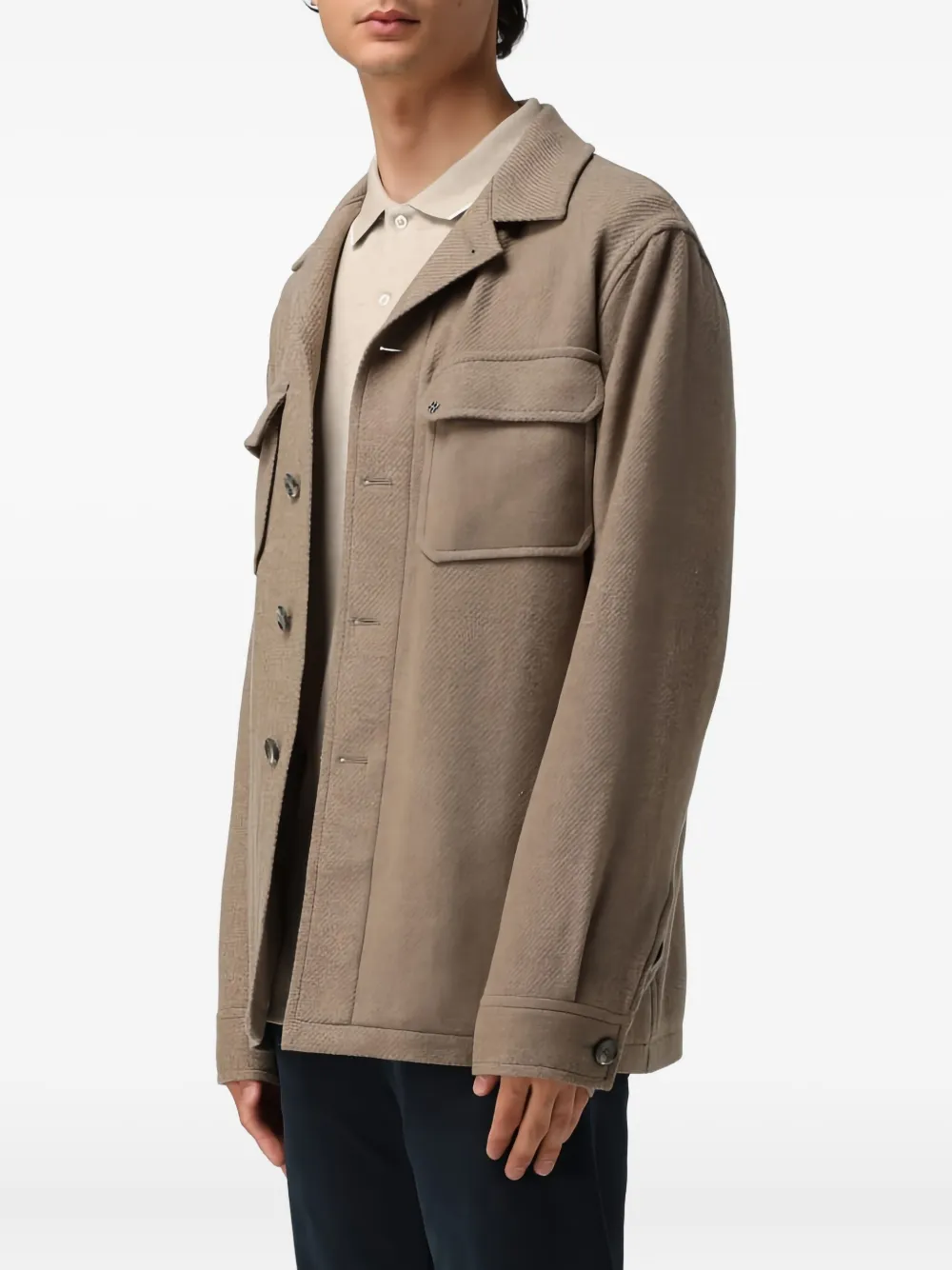 Tagliatore Buttoned Flap-pockets Shirt Jacket In Brown