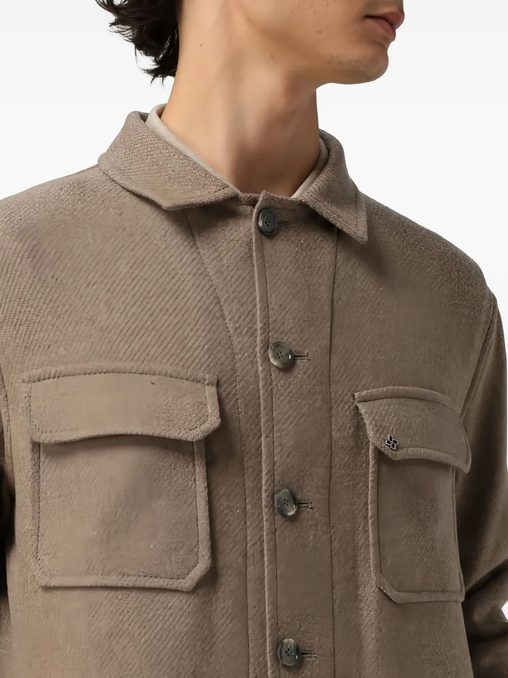 Tagliatore Buttoned Flap-pockets Shirt Jacket In Brown