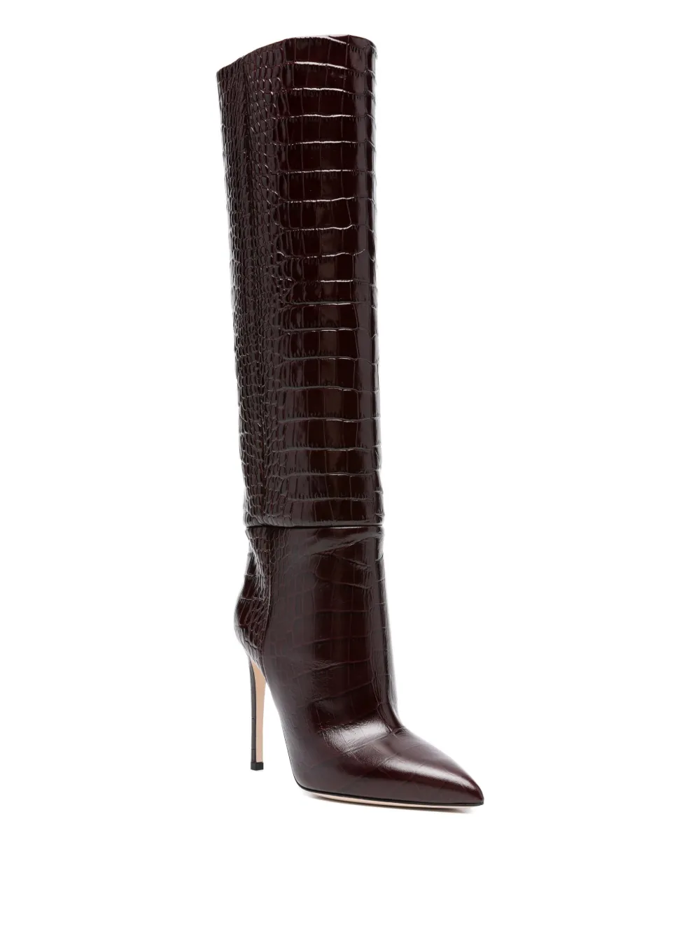 Paris Texas 100MM crocodile-embossed stiletto boots Red