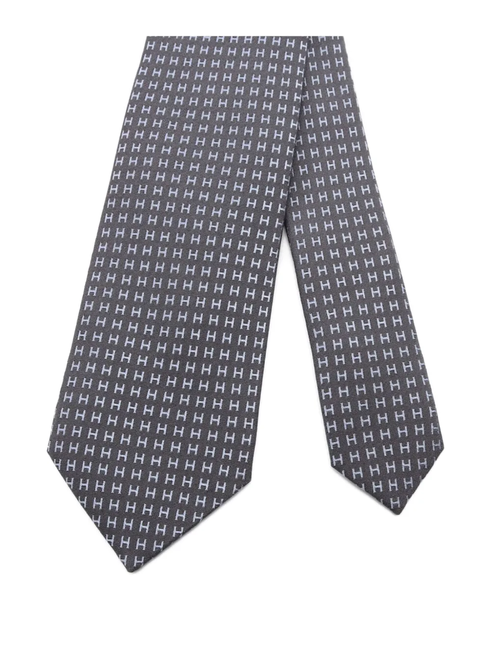 Hermès Pre-Owned 2020s H-pattern silk tie | Grey | Image 1