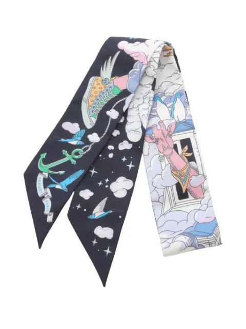 Hermès Pre-Owned 2023 clouds animals silk scarf