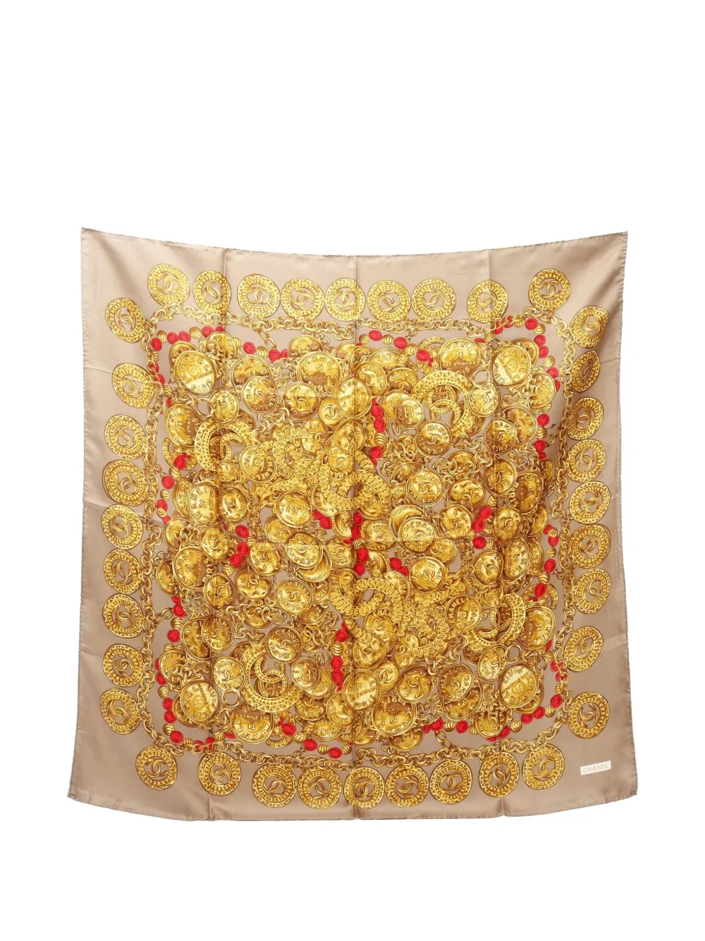 CHANEL Pre-Owned 1986-1988 Coco Mark silk scarf - ニュートラル CHANEL Pre-Owned 1986-1988 Coco Mark silk scarf - ニュートラル