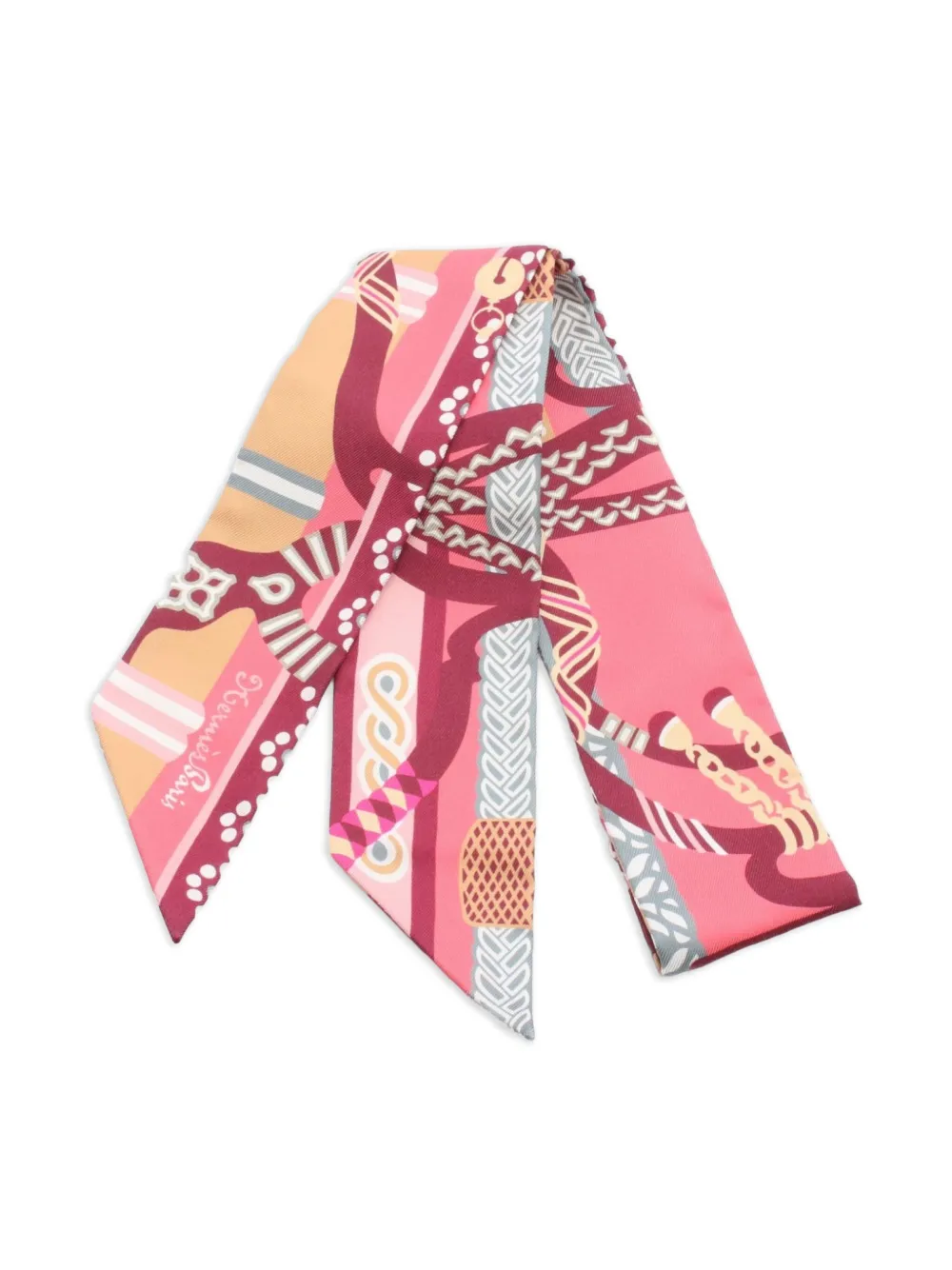 Hermès Pre-Owned 2020s Fantaisie d'Etriers silk scarf | Pink | Image 1