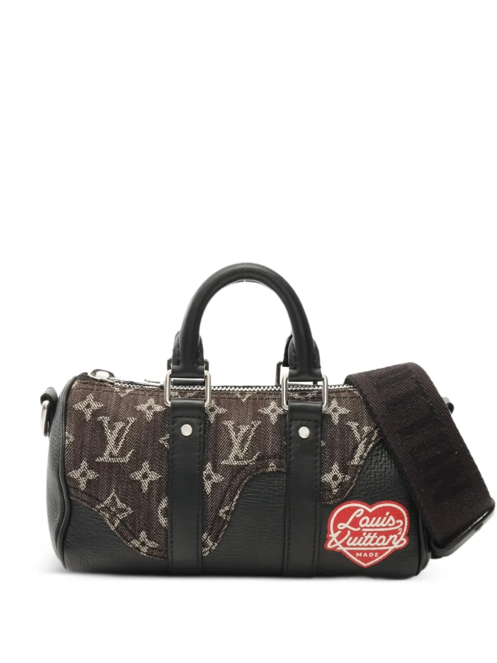 Louis Vuitton Pre-Owned x NIGO 2021 キーポル モノグラム デニムハンドバッグ XS - ブラック Louis Vuitton Pre-Owned x NIGO 2021 キーポル モノグラム デニムハンドバッグ XS - ブラック
