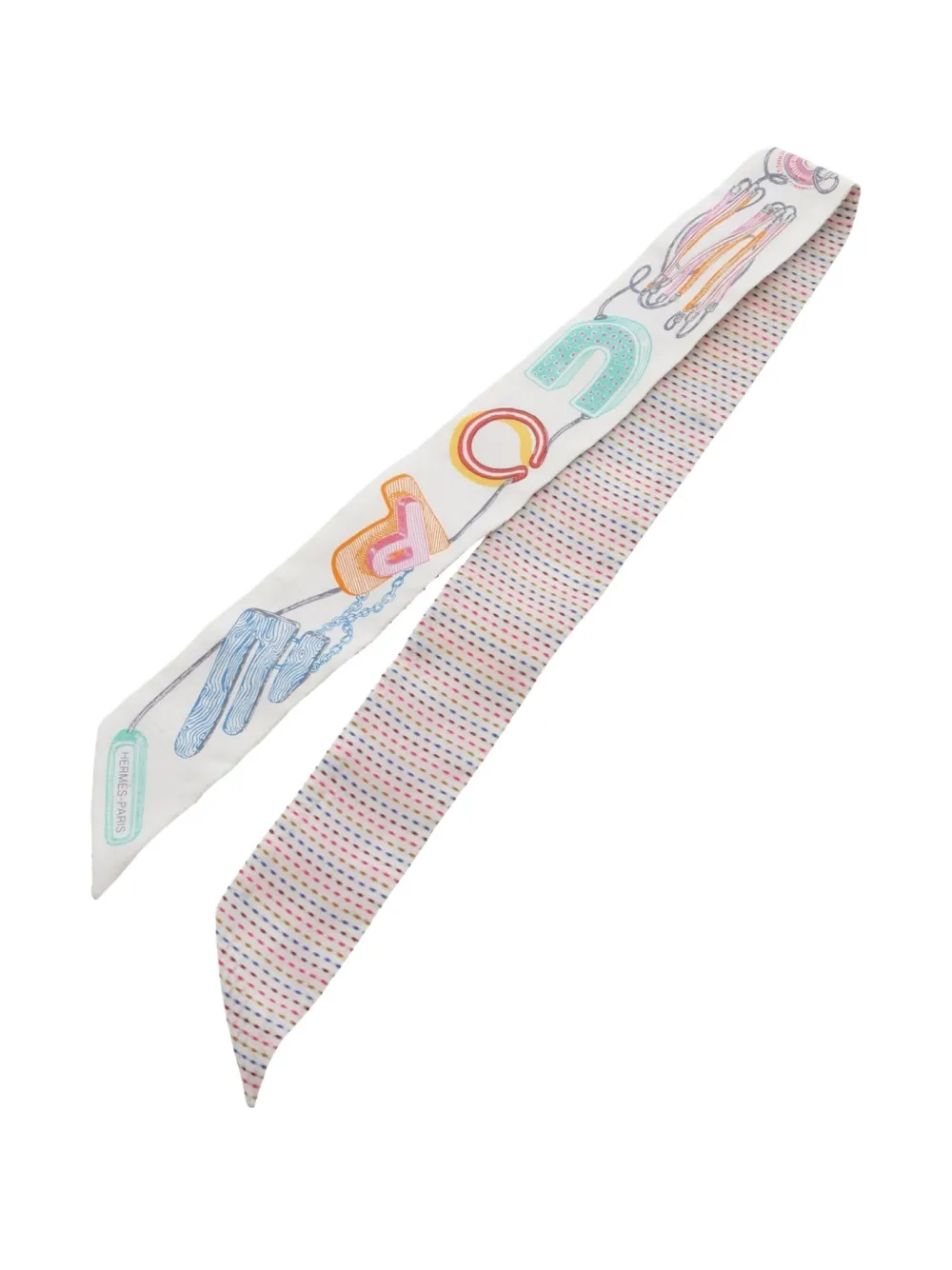 Hermès Pre-Owned 2020s Twilly Chevaloscope Neon scarf | White | Image 1