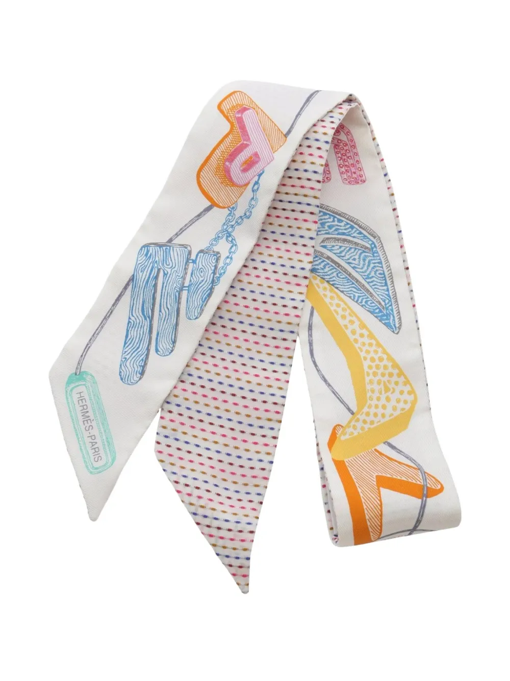 Hermès Pre-Owned 2020s Twilly Chevaloscope Neon scarf | Image 2