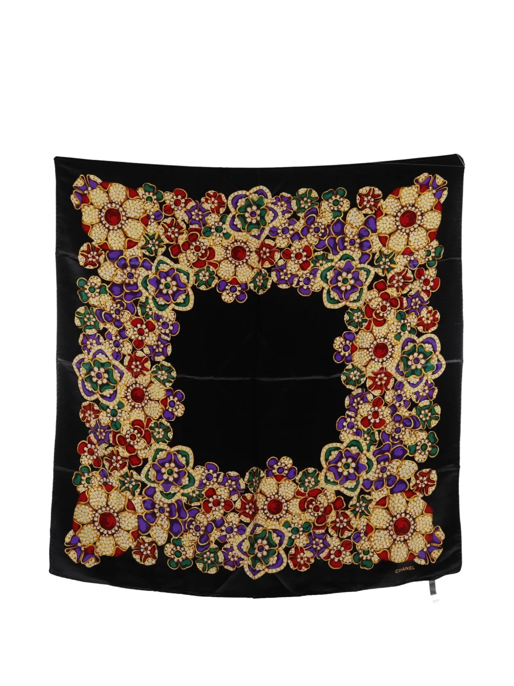 Pre-owned Chanel 1986-1988 Floral-pattern Silk Scarf