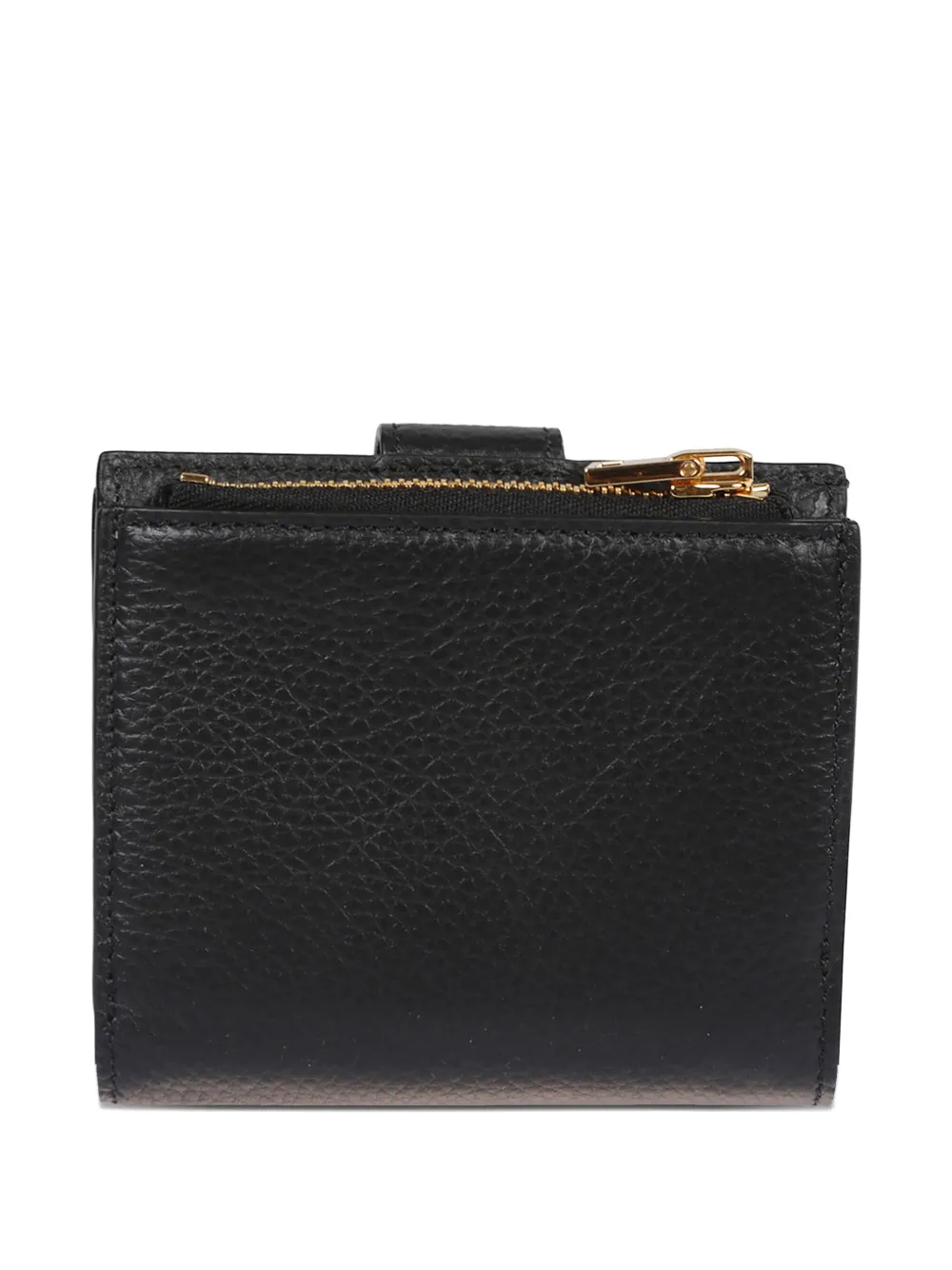 Tom Ford Compact Black Soft Grain Leather Wallet With Secure Snap Closure In Black