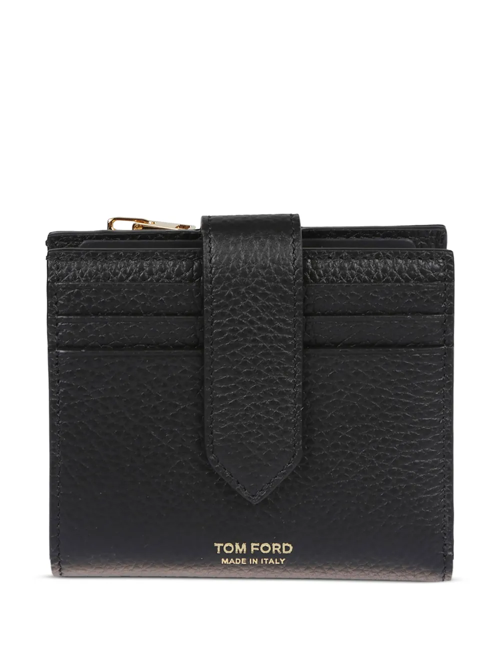 TOM FORD Leren portemonnee met drukknoop Zwart