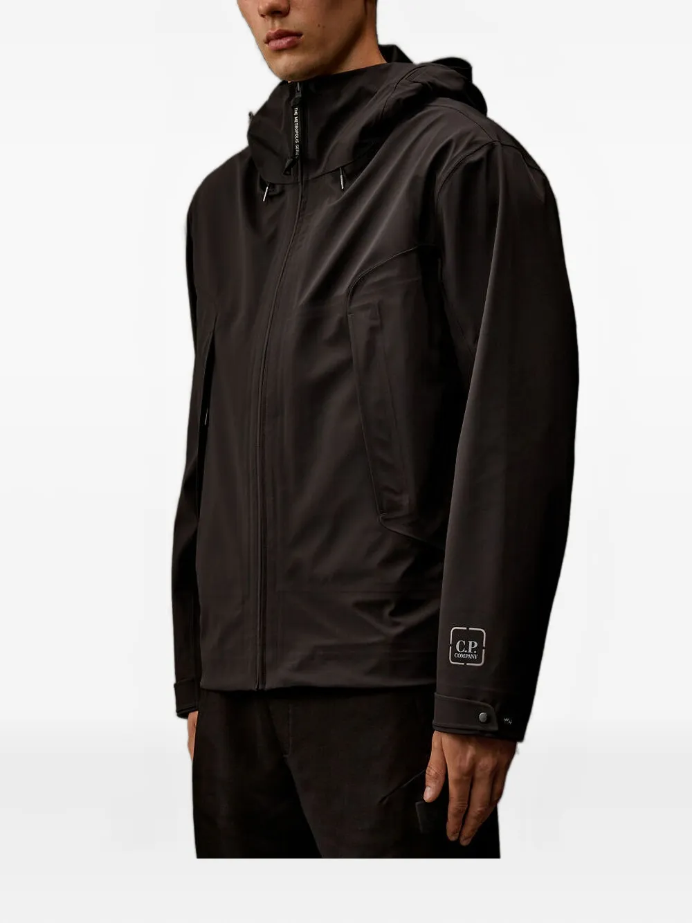 C.p. Company Metroshell Jacket With Hat In Black