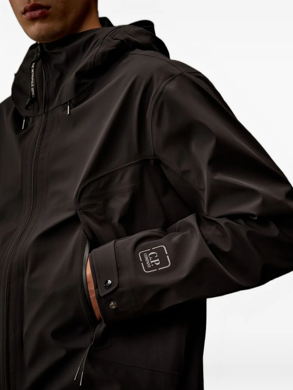 C.p. Company Metroshell Jacket With Hat In Black