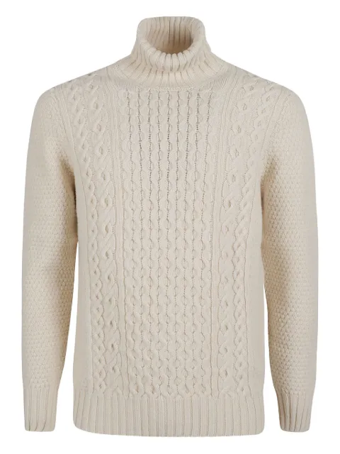 Drumohr pull en maille torsadée à col roulé
