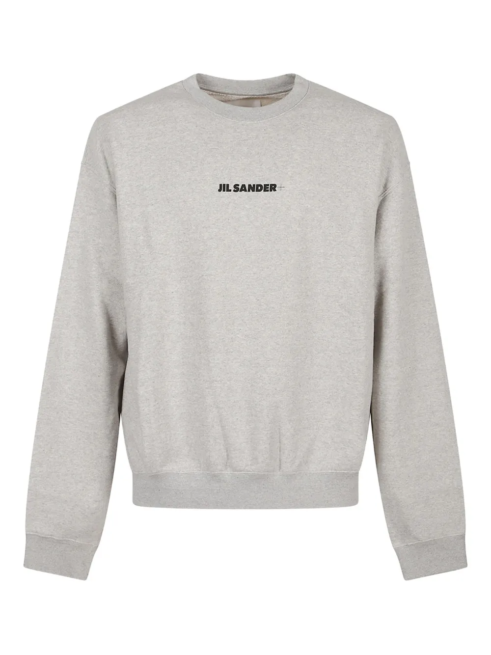 Jil Sander Ribbed Cotton Sweatshirt With Cuffs And Hem In Gray