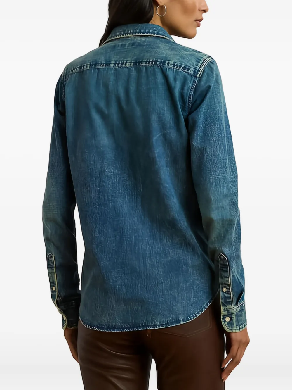 Lauren Ralph Lauren Denim blouse met borduurwerk - Blauw