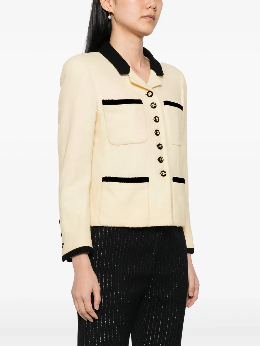 Pre-owned Chanel 1996 Single Breasted Jacket In Neutral