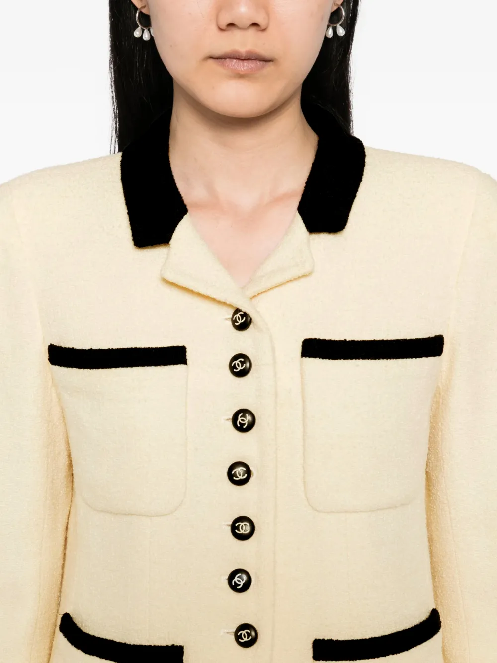 Pre-owned Chanel 1996 Single Breasted Jacket In Neutral
