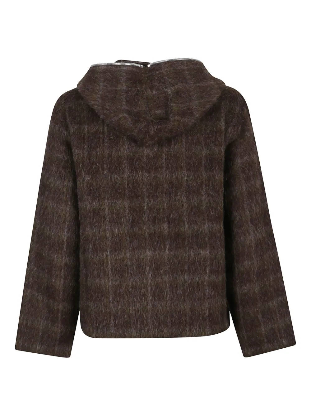 Our Legacy Textured Checkered Hooded Jacket With Long Sleeves In Brown