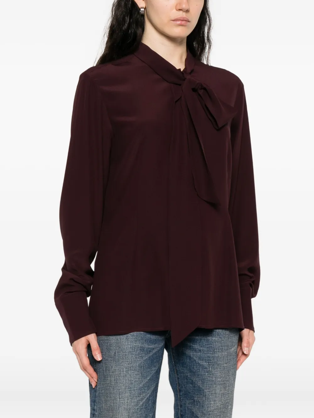 Stella Mccartney Tie Silk-chiffon Shirt In Burgundy