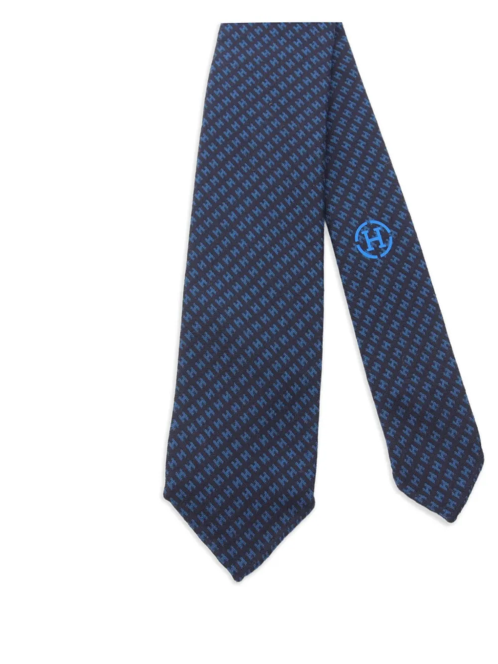 Hermès Pre-Owned 2020s H-pattern wool tie | Blue | Image 1