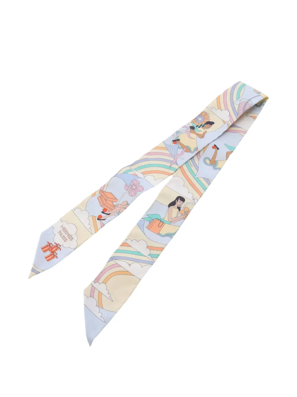 Hermès Pre-Owned 2020s twilly CARRES VOLANTS ribbon silk scarf | Image 2