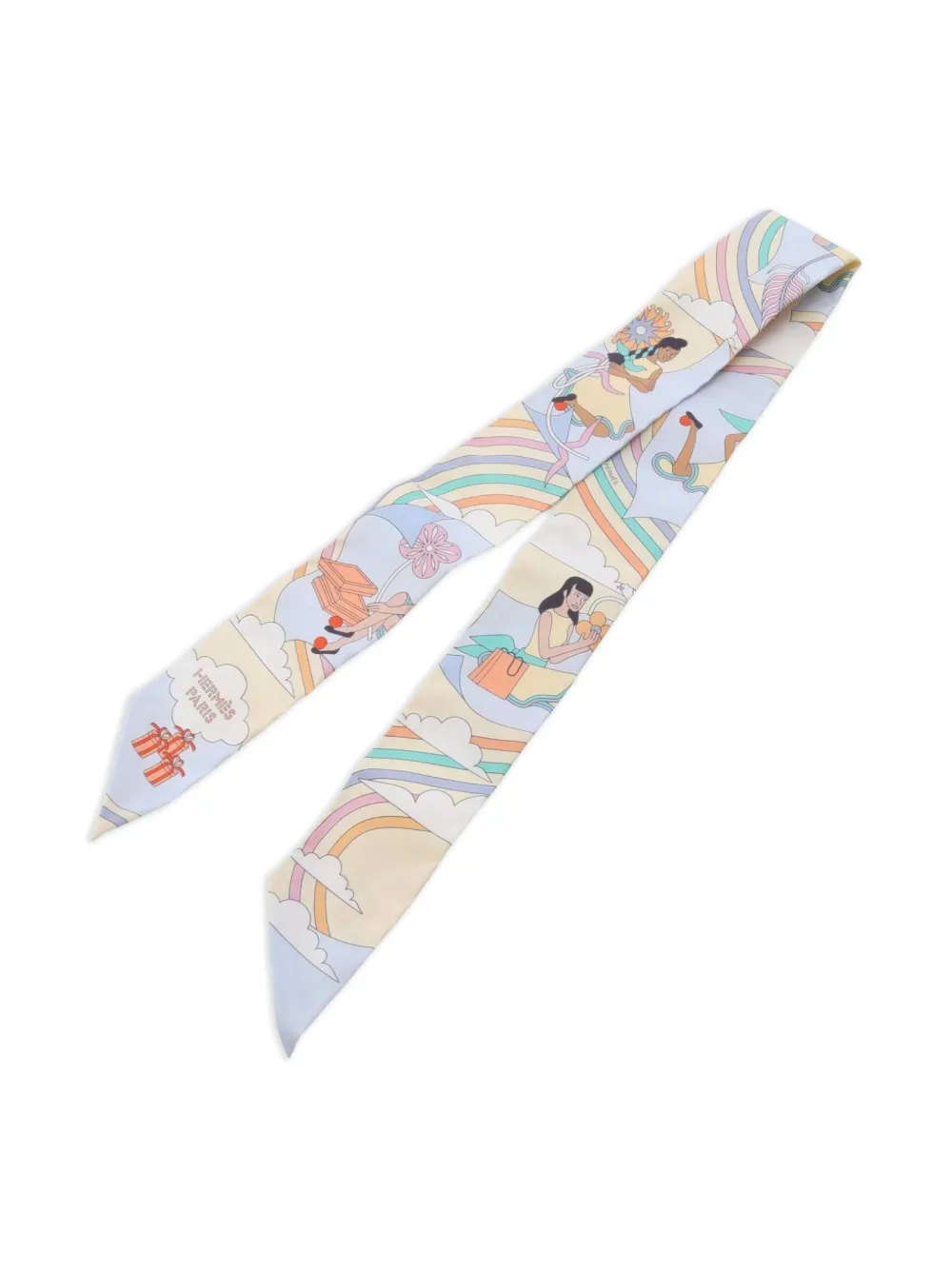 Hermès Pre-Owned 2020s twilly CARRES VOLANTS ribbon silk scarf | Image 2