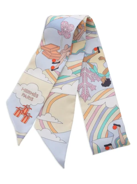 Hermès Pre-Owned 2020s twilly CARRES VOLANTS ribbon silk scarf
