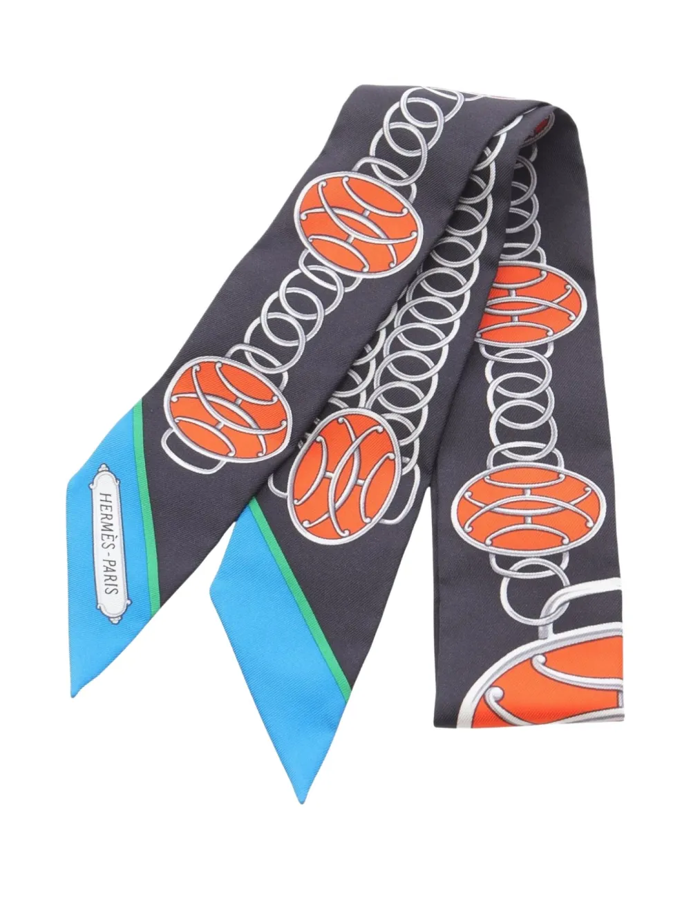 Hermès Pre-Owned 2020s chain link medallion scarf | Black | Image 1