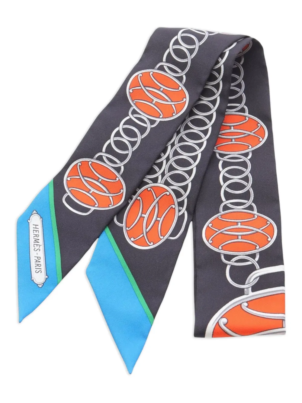 Hermès Pre-Owned 2020s chain link medallion scarf - ブラック Hermès Pre-Owned 2020s chain link medallion scarf - ブラック