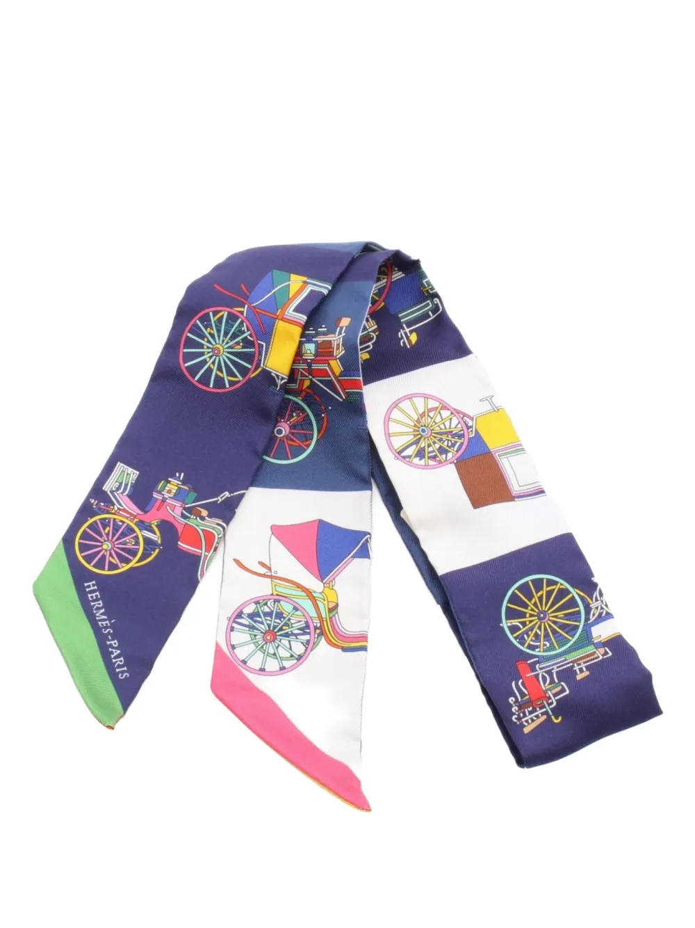 Hermès Pre-Owned 2020s Twilly Voitures Exquises scarf | Blue | Image 1