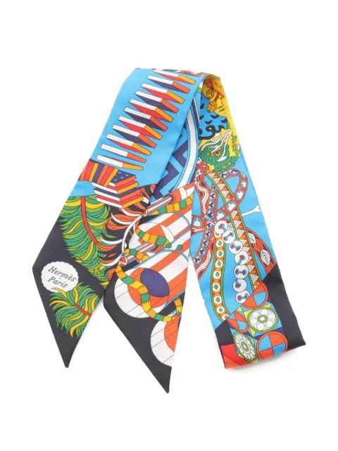 Hermès Pre-Owned 2020s Twilly Autocollant De l'Ombrelle aux Duels ribbon scarf