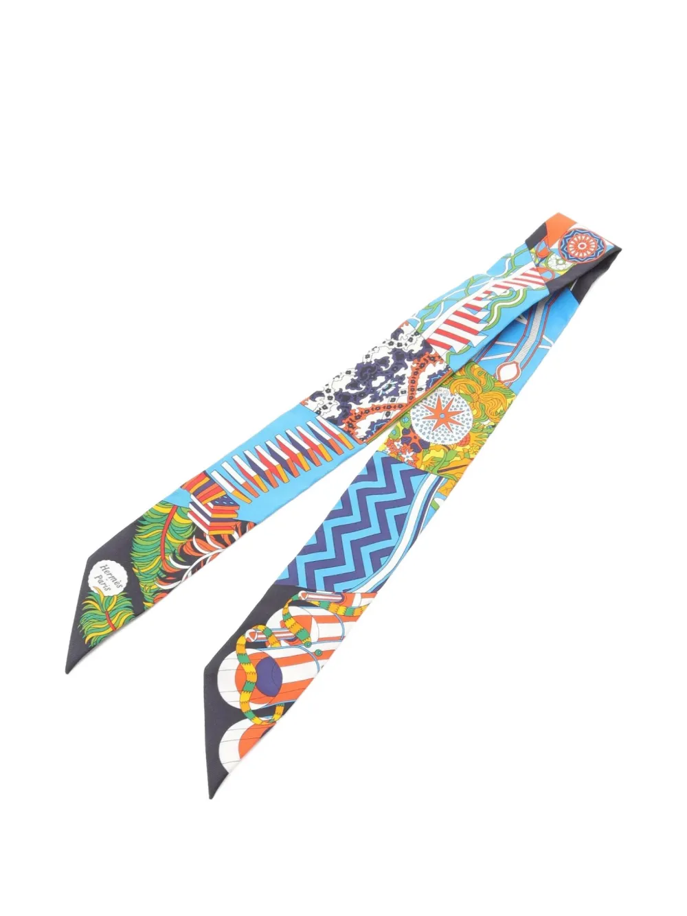 Hermès Pre-Owned 2020s Twilly Autocollant De l'Ombrelle aux Duels ribbon scarf | Image 2