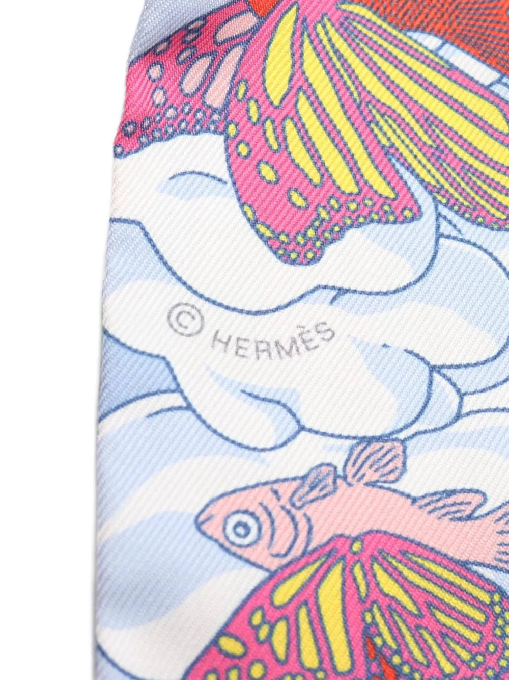 Pre-owned Hermes 2020s Sur Mon Nuage Ribbon Silk Scarf In Pink