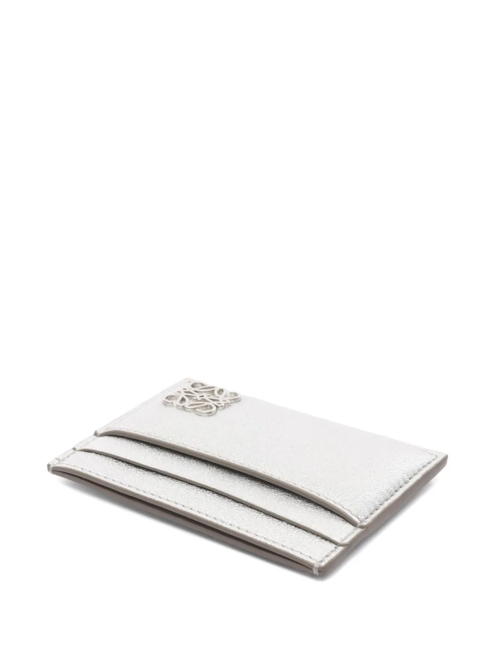 Pre-owned Loewe 20's Puffer Anagram Card Holder In Gray