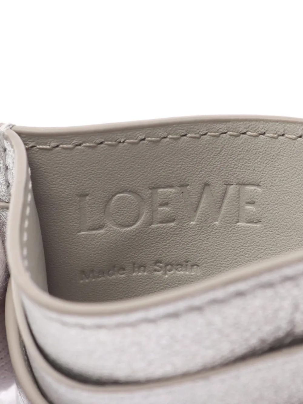 Pre-owned Loewe 20's Puffer Anagram Card Holder In Gray