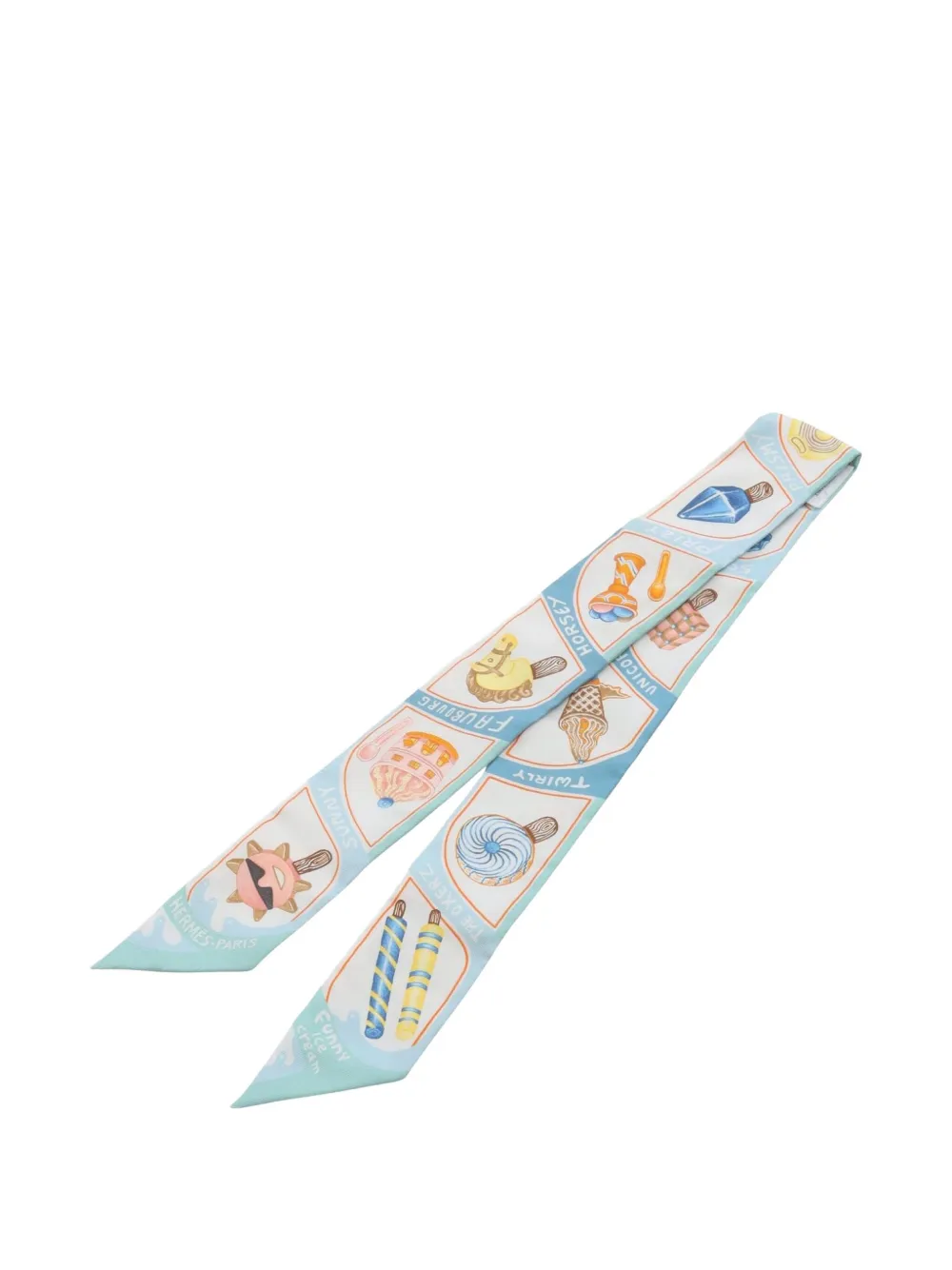 Hermès Pre-Owned 2010s FUNNY ICE CREAM ribbon silk scarf | Image 2