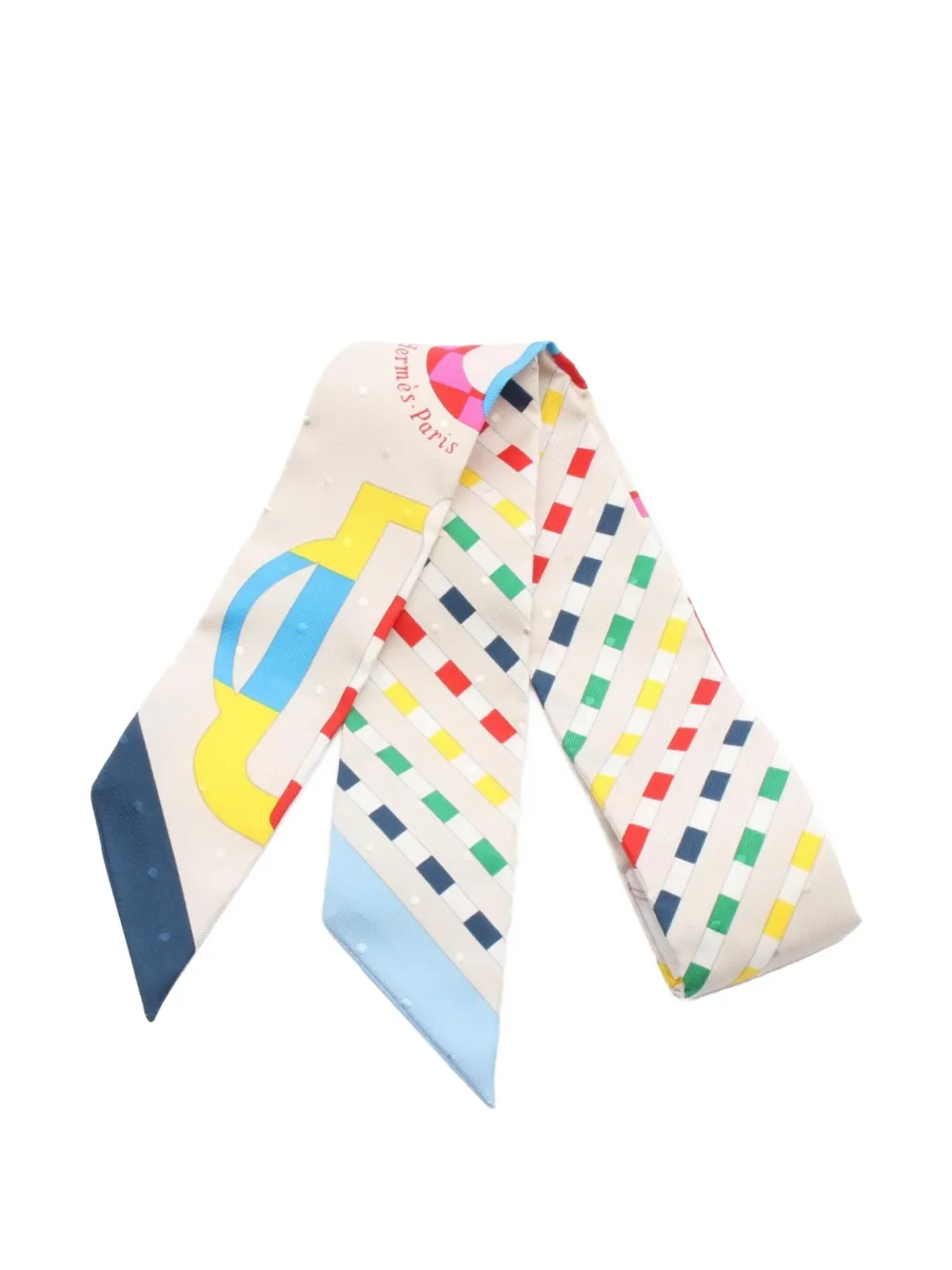 Hermès Pre-Owned 2020s bouclerie moderne ribbon scarf | White | Image 1