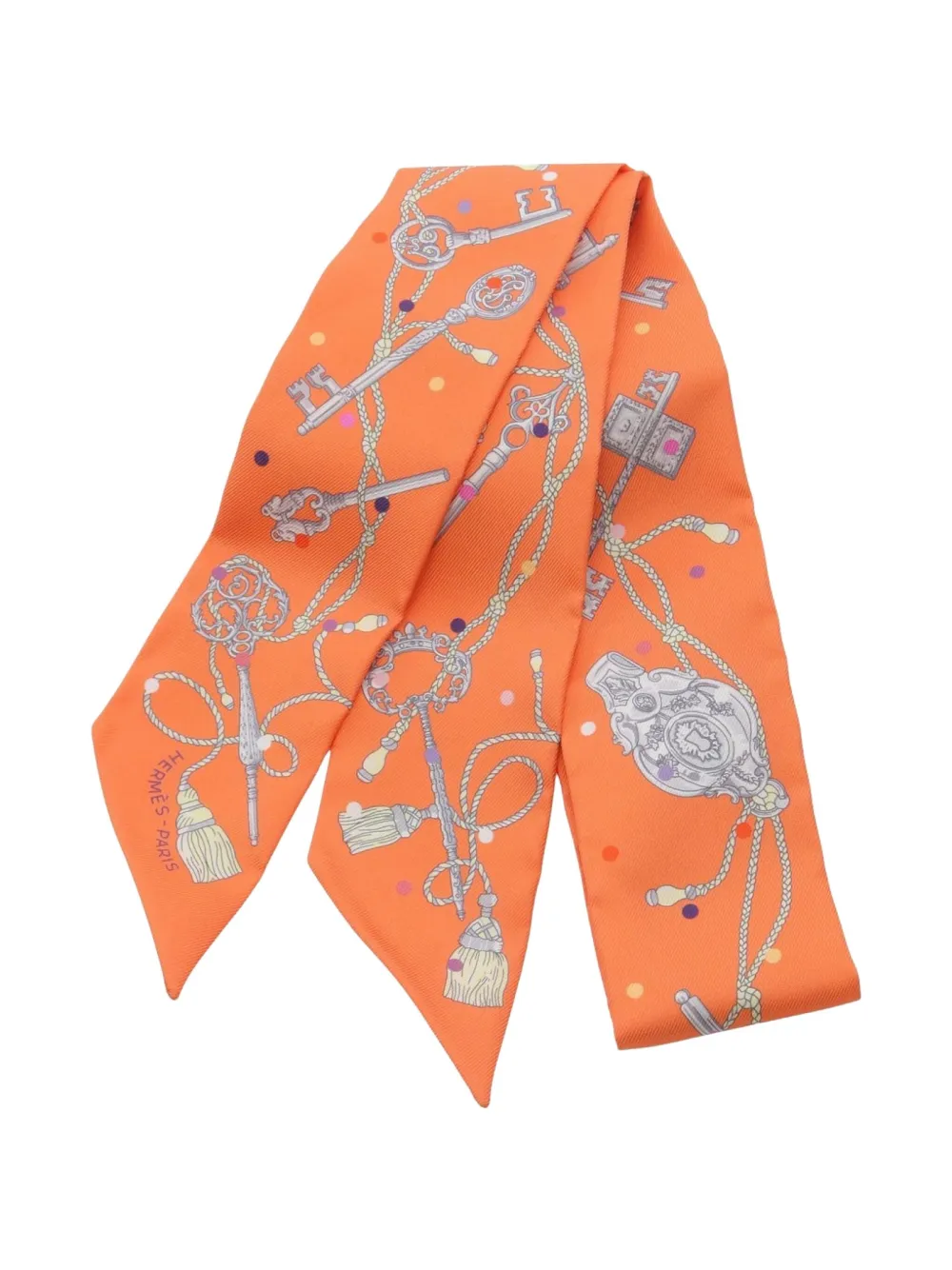 Hermès Pre-Owned 2023 Les Cles A Pois bandeau scarf | Orange | Image 1