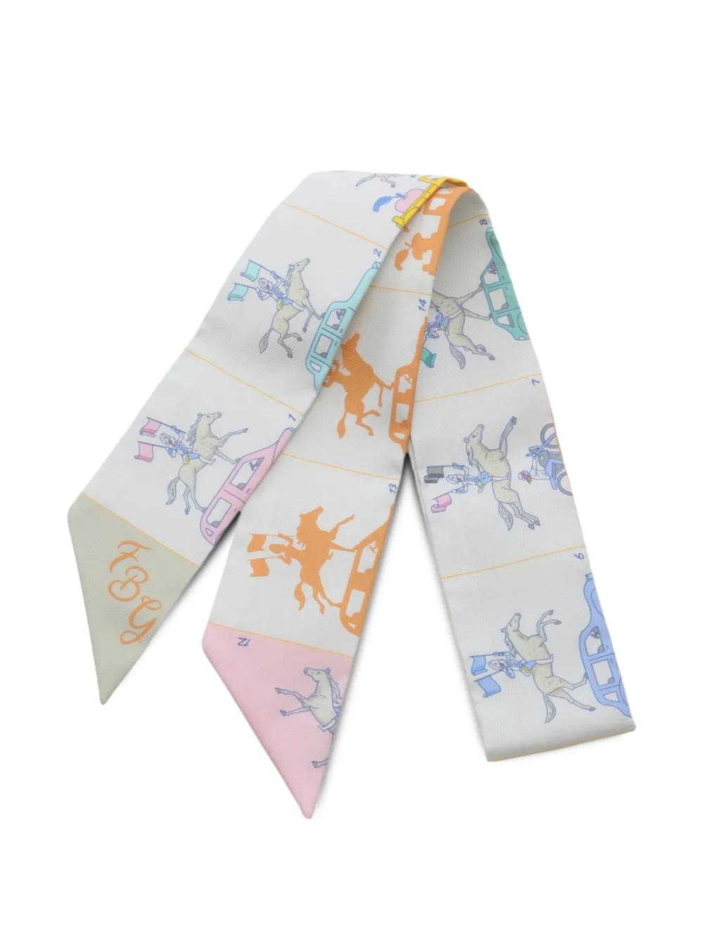 Hermès Pre-Owned 2010s Parade Horse silk scarf - ホワイト Hermès Pre-Owned 2010s Parade Horse silk scarf - ホワイト