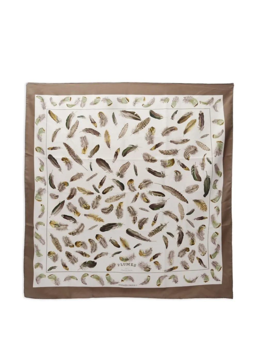 Pre-owned Hermes X Henri De Linarès 00s Carres 90 Plumes Scarf