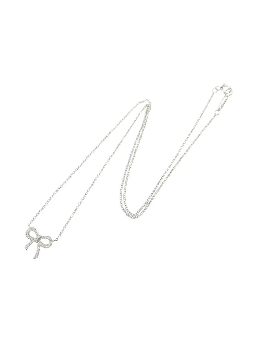 Tiffany & Co. Pre-Owned 18K white gold diamond bow necklace | Pre-Owned | Image 2