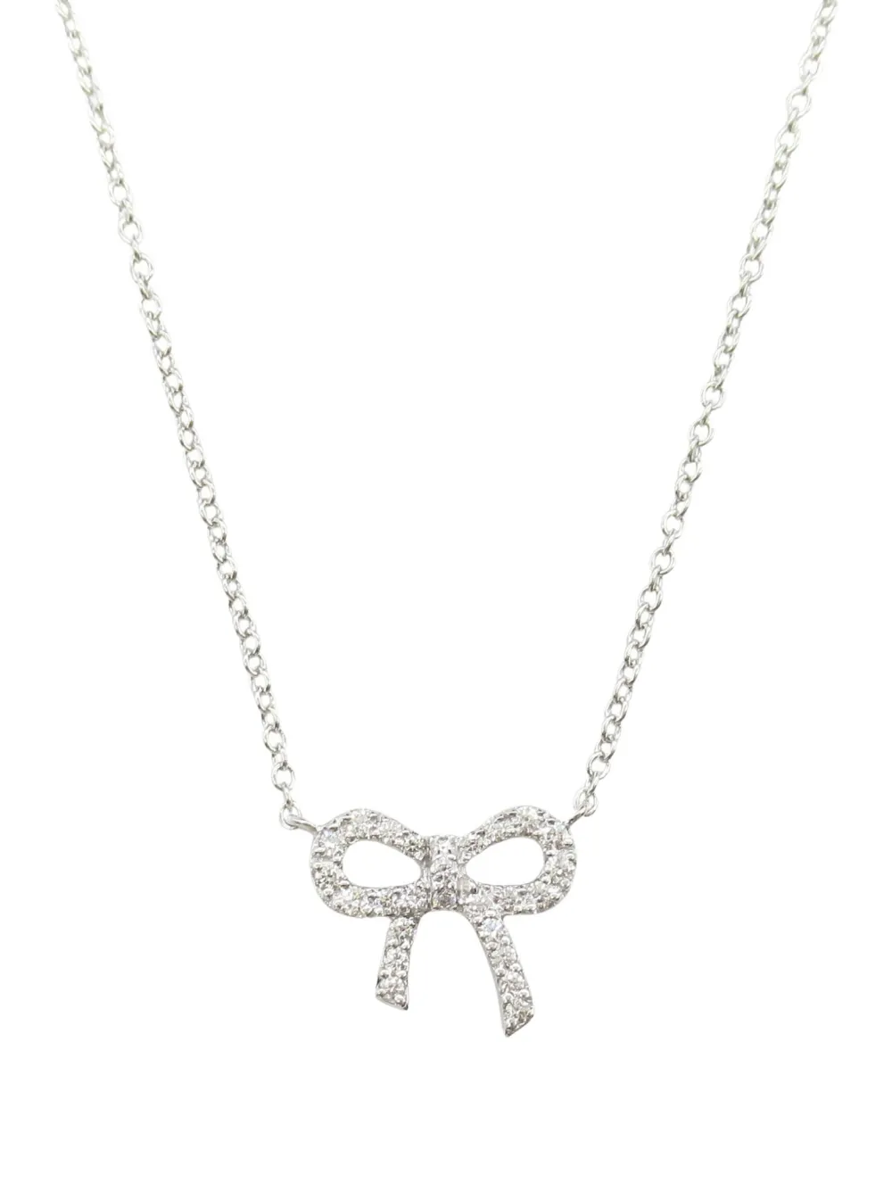 Tiffany & Co. Pre-Owned 18K white gold diamond bow necklace | Silver | Image 1