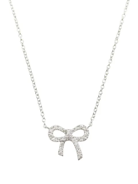 Tiffany & Co. Pre-Owned 18K 화이트 골드 다이아몬드 보우 네크리스