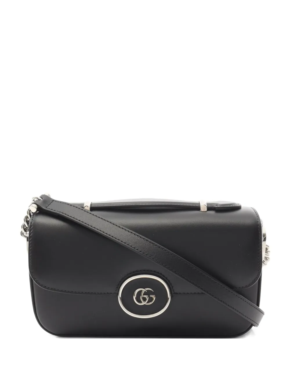 Gucci Pre-Owned 2020s GG レザーショルダーバッグ プチ - ブラック Gucci Pre-Owned 2020s GG レザーショルダーバッグ プチ - ブラック
