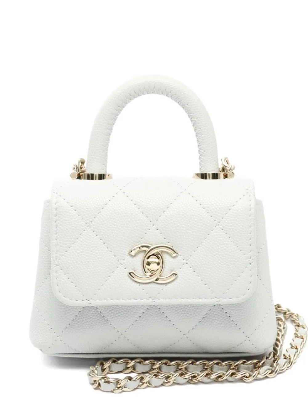 CHANEL Pre-Owned 2021 ココ ハンドル ハンドバッグ ミニ - ホワイト CHANEL Pre-Owned 2021 ココ ハンドル ハンドバッグ ミニ - ホワイト
