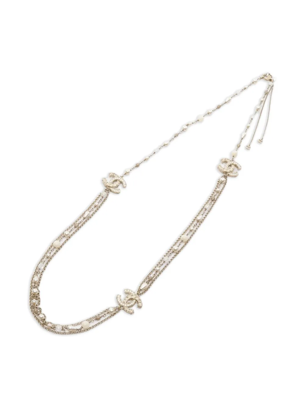CHANEL Pre-Owned 1986-1988 Coco Mark Triple necklace - ゴールドトーン CHANEL Pre-Owned 1986-1988 Coco Mark Triple necklace - ゴールドトーン