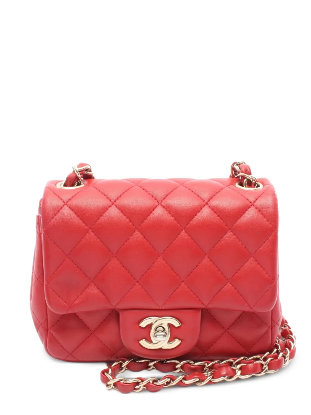 CHANEL Pre-Owned 2019 スクエア フラップ ハンドバッグ ミニ - レッド CHANEL Pre-Owned 2019 スクエア フラップ ハンドバッグ ミニ - レッド