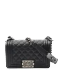 CHANEL Pre-Owned 2018-2019 Boy caviar-leather quilted chain-strap shoulder bag - Black